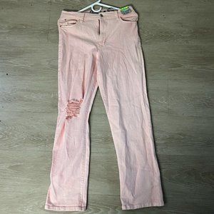 Girl-ish Pink Ripped Jeans